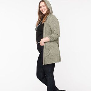 Hooded cardigan open tunic length